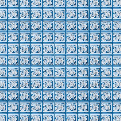 Marble Systems Acanthus Brd Blue Rt Glazed Ceramic Tile 5 1/2x5 1/2 - Acanthus Brd Blue Rt - 5 1/2" x 5 1/2" x 1/4"