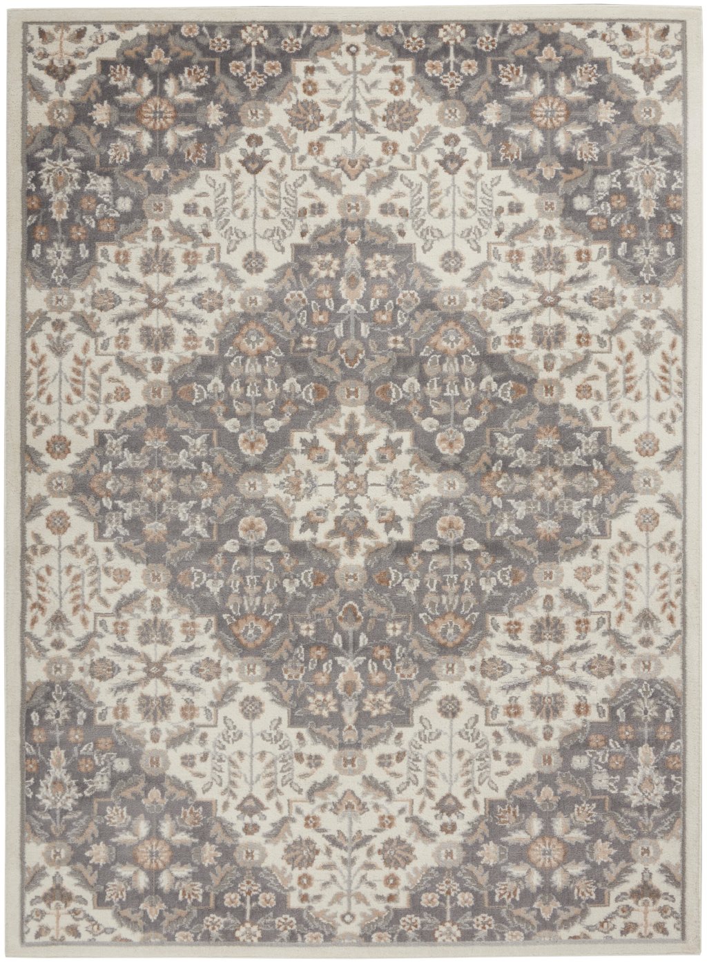 Nourison Home Nourison Elation ETN08 5'3" x 7'3" Ivory Grey Transitional Indoor Rug