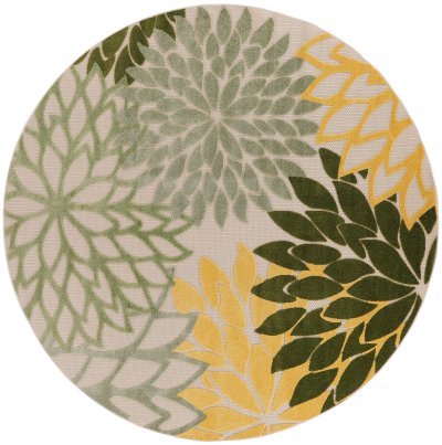 Nourison Home Nourison Aloha ALH05 5'3" x 7'5" Green Multicolor Tropical Rug - 7'10" Round
