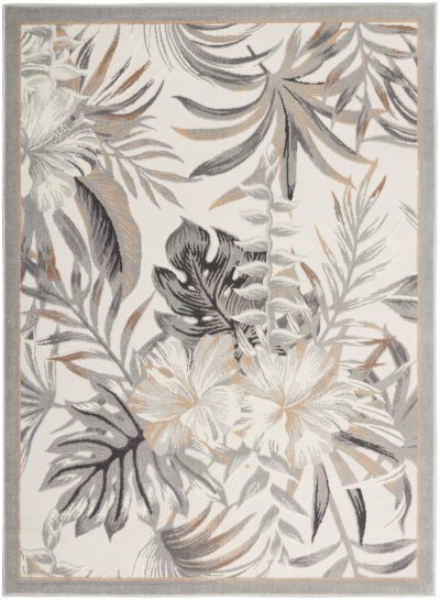 Nourison Home Nourison Seaside SDS02 5'3" x 7'3" Ivory Grey Tropical Indoor Rug - 5'3" x 7'3"