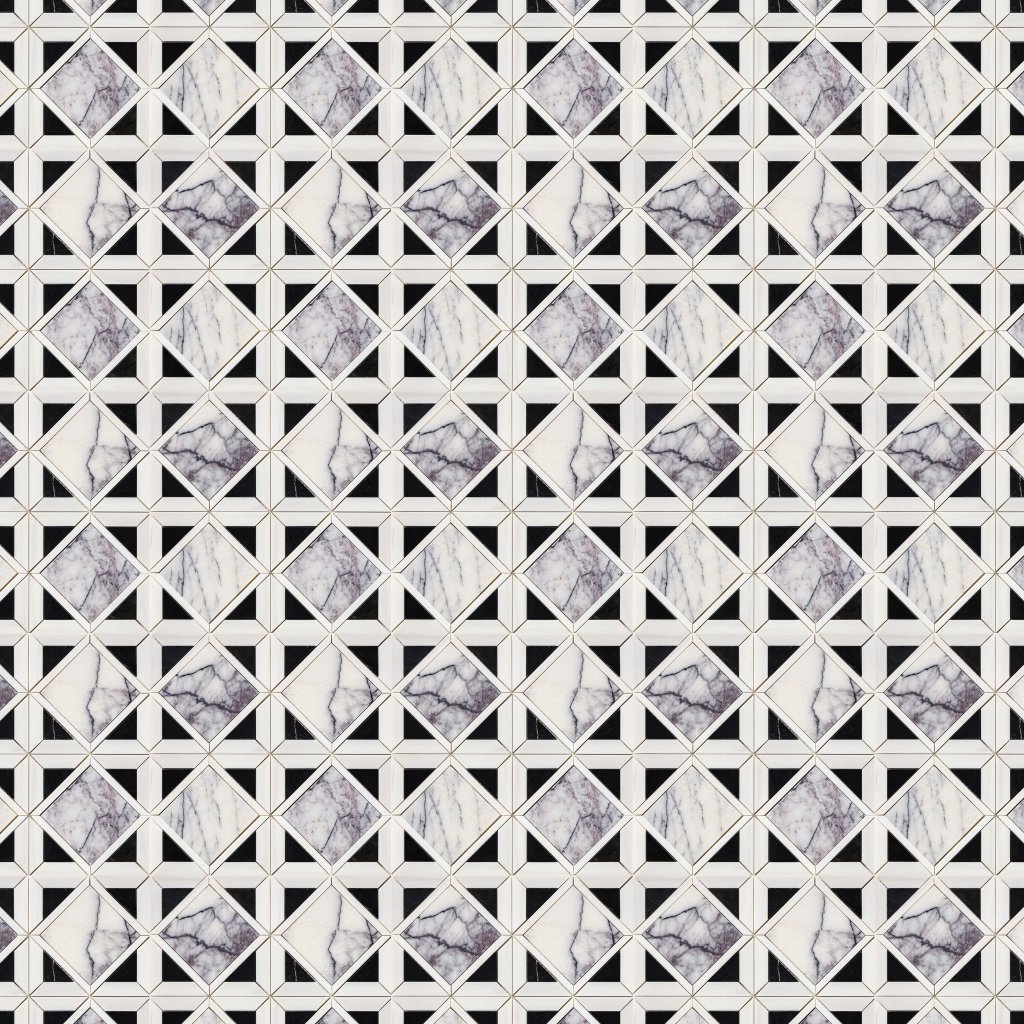 Marble Systems Lilac Honed Kent Marble Mosaic 13 9/16x13 9/16 - Lilac