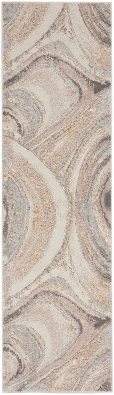 Nourison Home Nourison Splash BSK03 2'2" x 7'6" Cream Grey Modern Indoor Rug - 2'2" x 7'6"