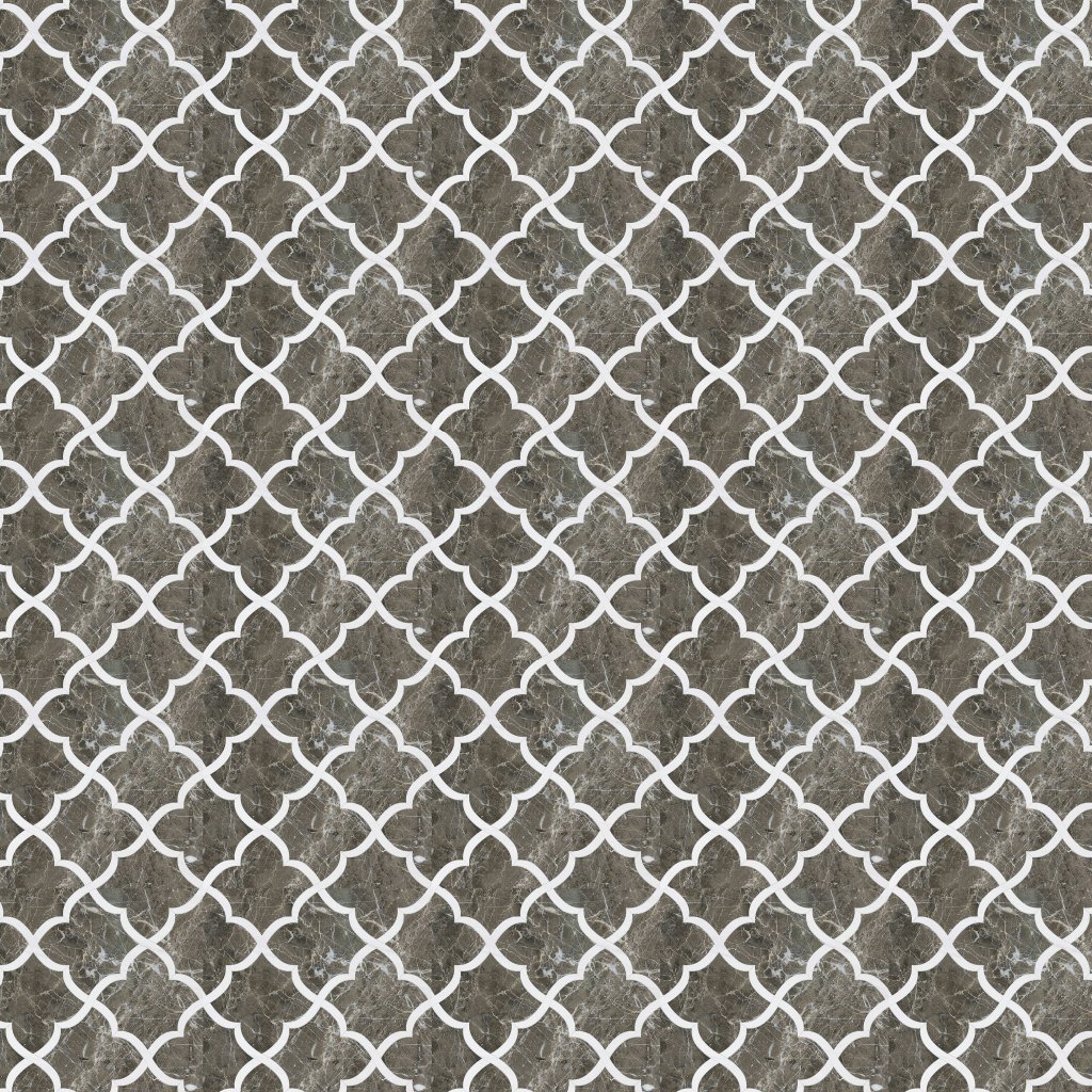 Marble Systems Arctic Gray, Snow White Honed Gaia Marble Mosaic 12x12 - Arctic Gray, Snow White