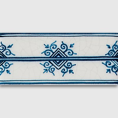 Marble Systems Oxtail Border Blue Glazed Ceramic Border Tiles 2 1/2x5 - Oxtail Border Blue - 2 1/2" x 5" x 3/8"