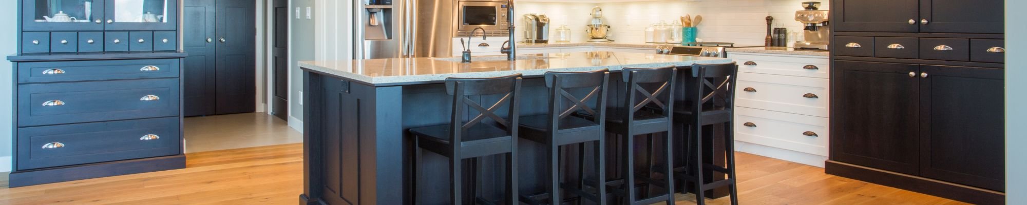 modern kitchen with hardwood floor