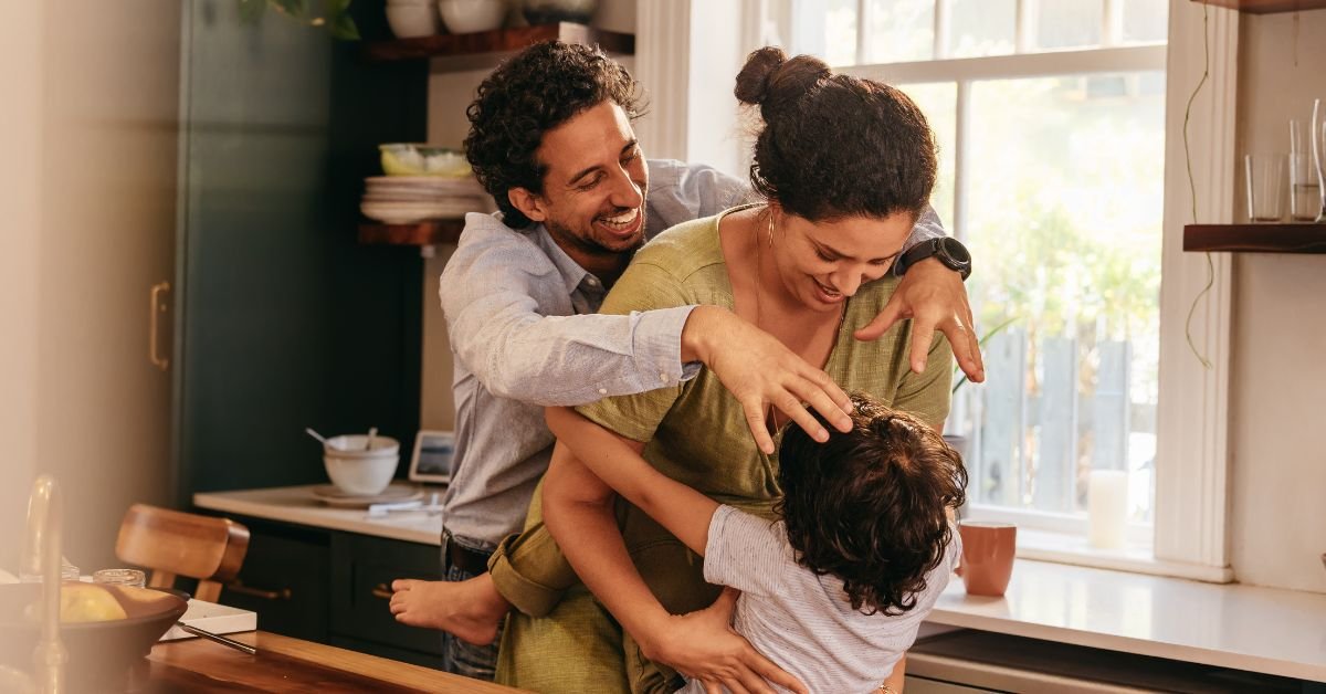 happy family in kitchen