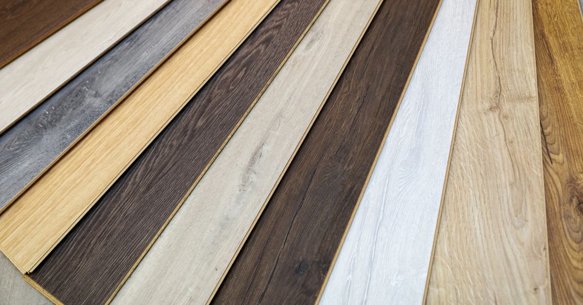 A selection of various wood flooring types showcasing different colors and textures.